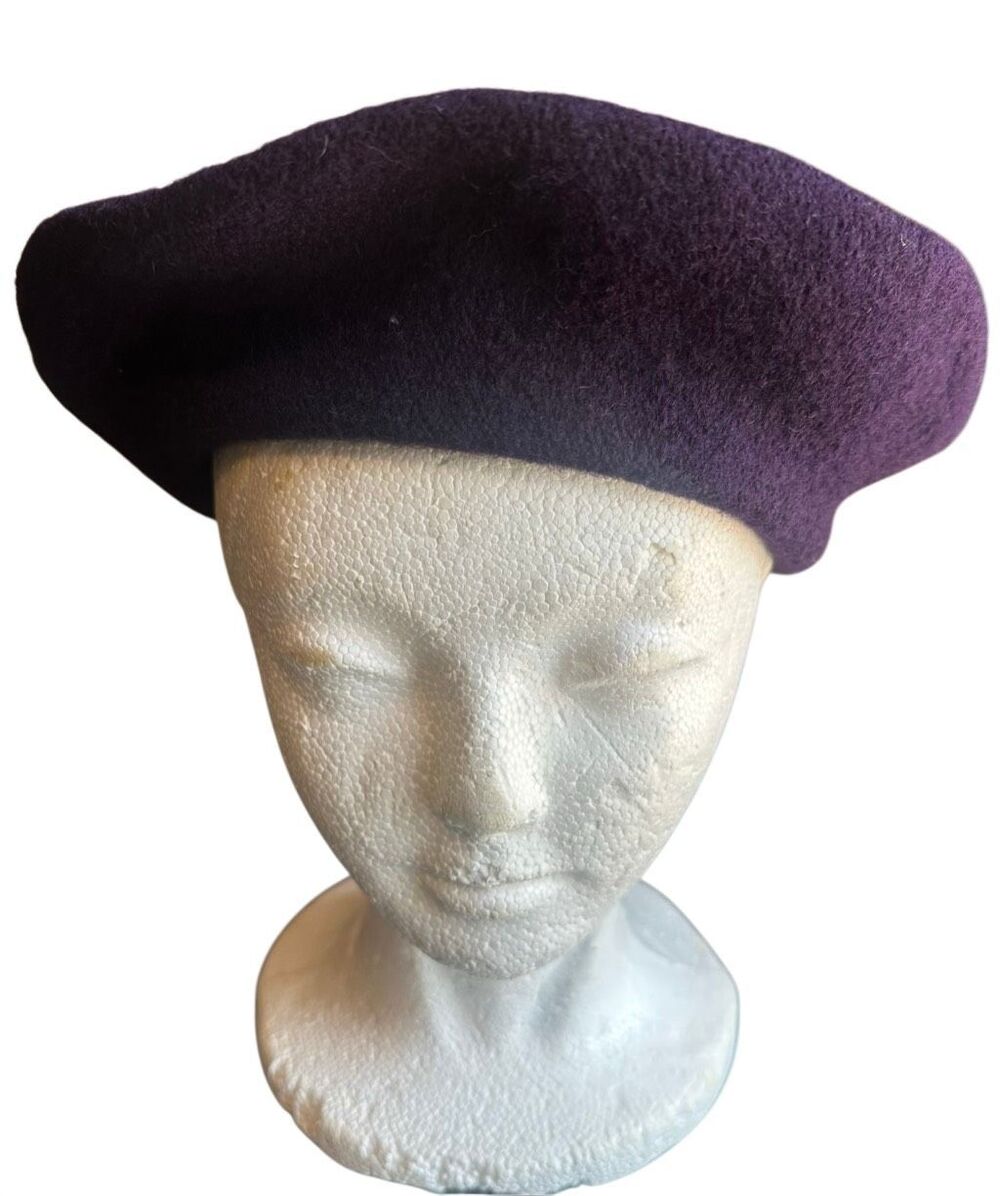 Beret Hat Purple 100% wool one size